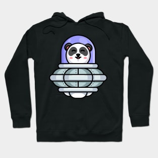 Cute panda driving spaceship ufo cartoon Hoodie